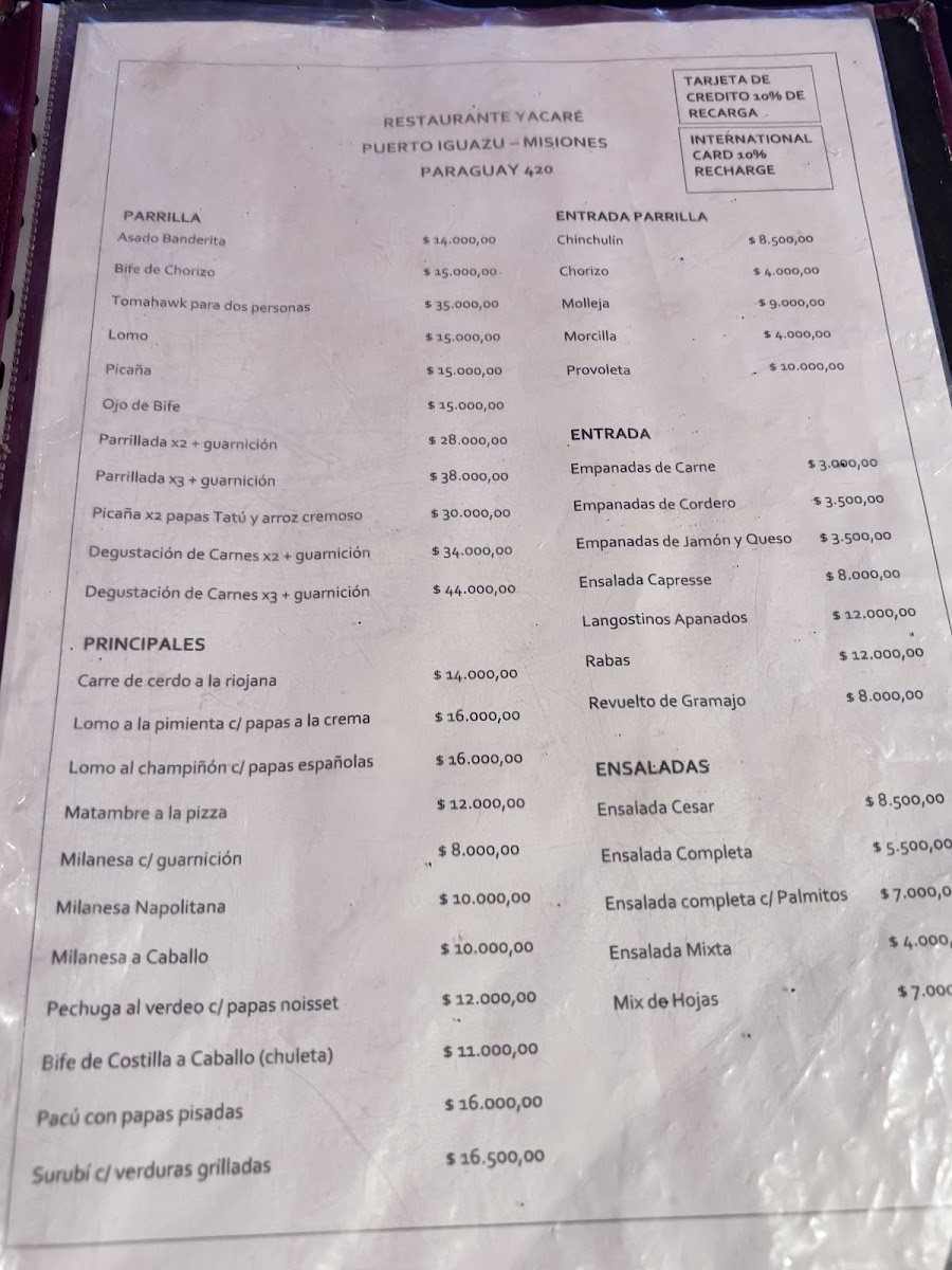 Menu Yacare-5